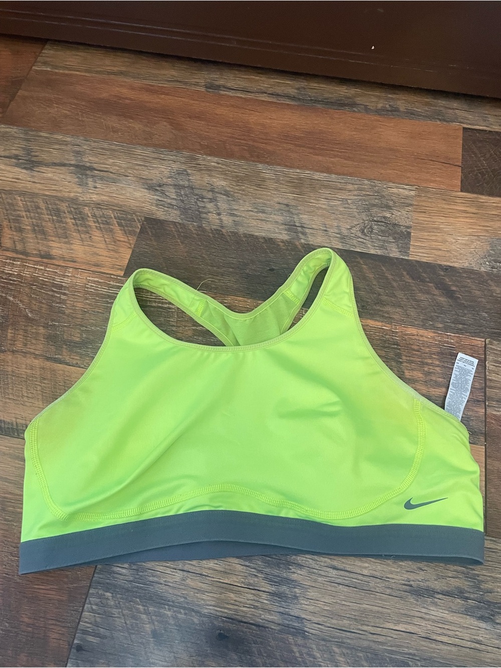 Nike Neon Lime High-Neck Sports Bra with Gray Band
